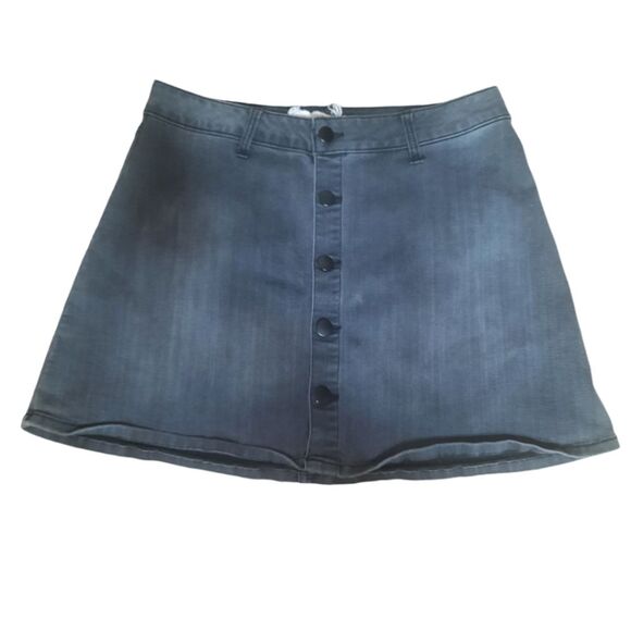 Altar'd State Black A-Line Buttonfront Mini Skirt Size Medium - Picture 1 of 3